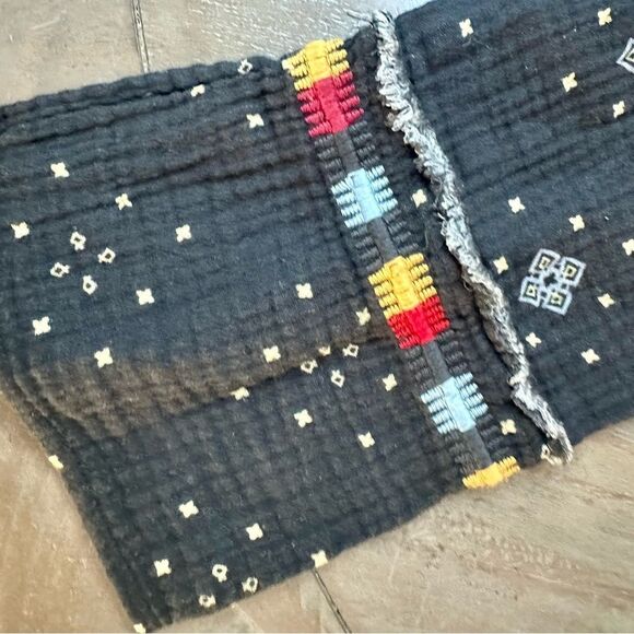 Johnny Was Nazareth Black Gauze Tunic Top with Colorful Accents. - Picture 5 of 9